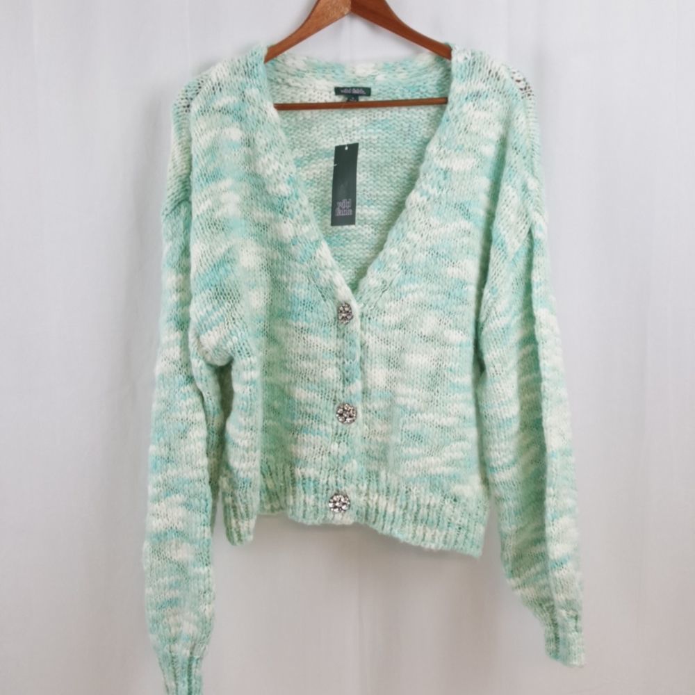 Wild Fable Knit Cardigan Rhinestone Buttons - Picture 2 of 8